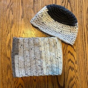 Handmade Crocheted Gaiter Neck/Neck Warmer/Cowl and Hat Bundle